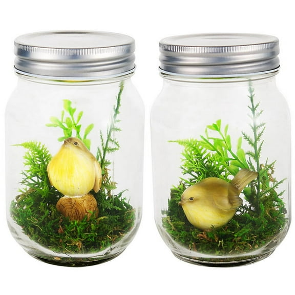 Evergreen Mason Jar Moments, Birds, 2 Asst, 3.5'' x 3.5'' x 5.3'' inches.