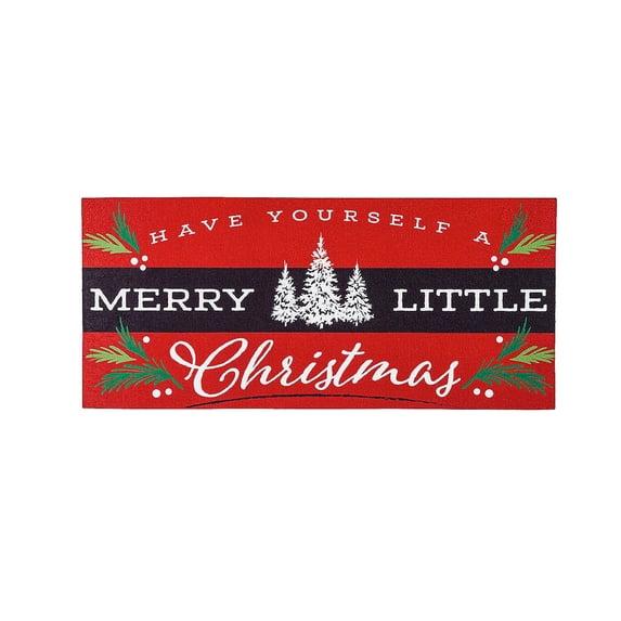 Evergreen Merry Little Christmas Sassafras Indoor Outdoor Switch Doormat 1'10"x10" Red