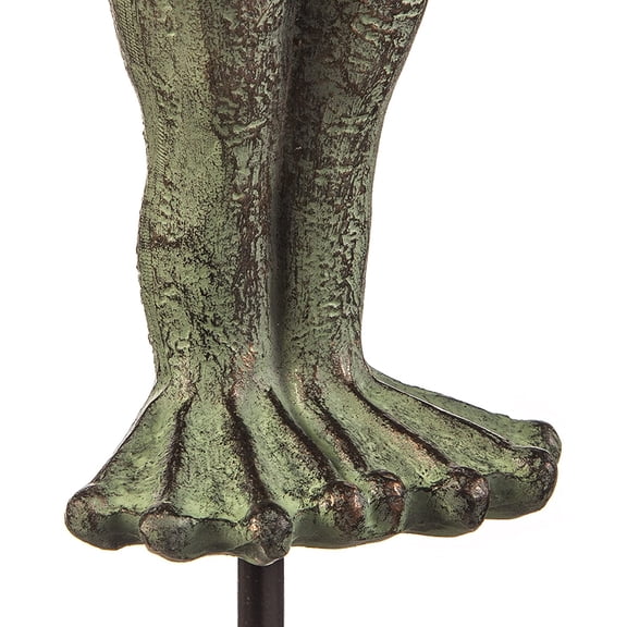 Evergreen Metal Frog Statue with Umbrella Glass Rain Gauge | Green | Garden Decor Outdoor | 18 Inches Tall | 5" Rain Capacity Easy to Read