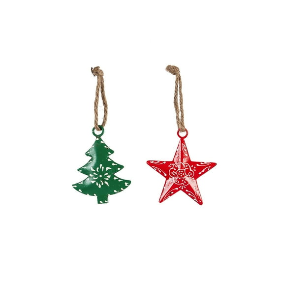 Metal Ornaments in Jar, Star/Tree, 2 Designs, 40 of each, 80 pcs total