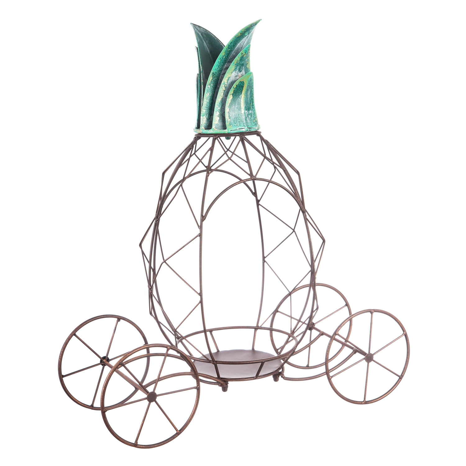 Bronze-Tone Metal Pineapple Carriage Planter, 15.6" L x 9" H