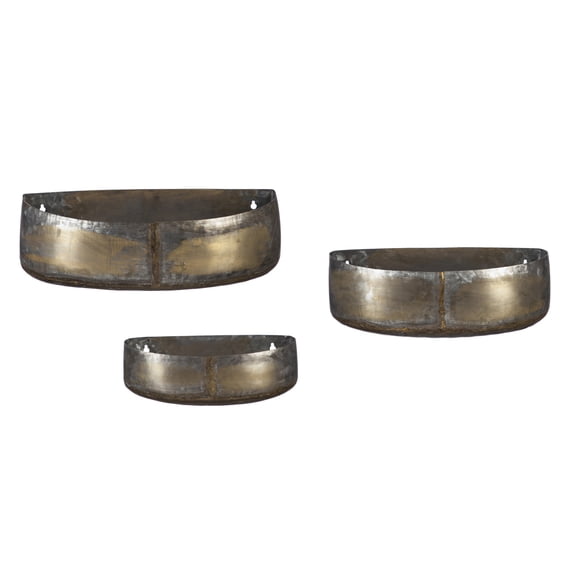 Evergreen Metal Planter Set of 3, 17.7''x 7.3'' x 5.7'' inches