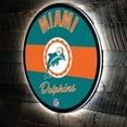 thumbnail image 1 of Miami Dolphins 23" LED Retro Logo Round Wall Sign, 1 of 3