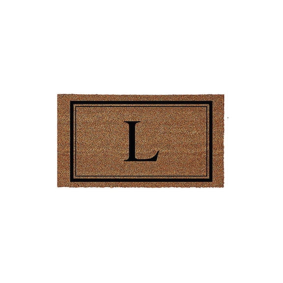 Evergreen Monogram Indoor Outdoor 100% Natural Coir Doormat 28" x 16" | Letter "L"