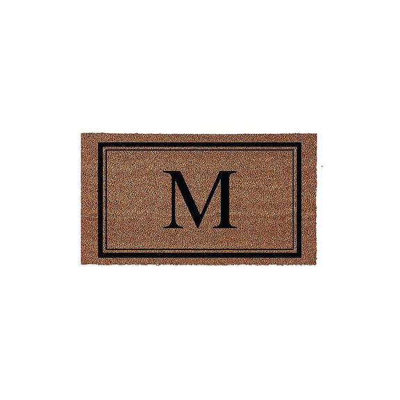 Evergreen Monogram Indoor Outdoor 100% Natural Coir Doormat 28" x 16" | Letter "M"