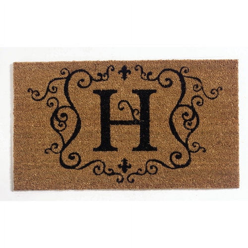 Evergreen Monogrammed U Embossed Decorative Indoor Outdoor Natural Coir