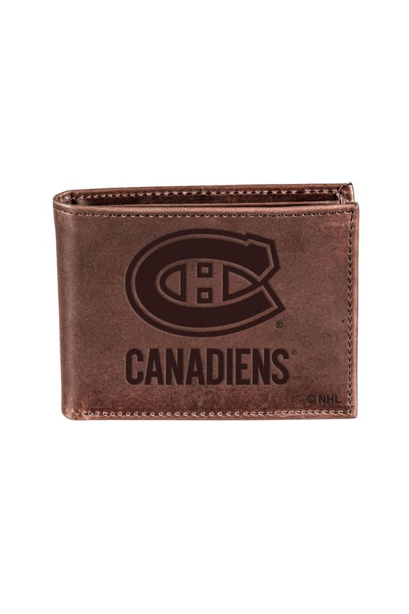 Brown Montreal Canadiens Bifold Leather Wallet