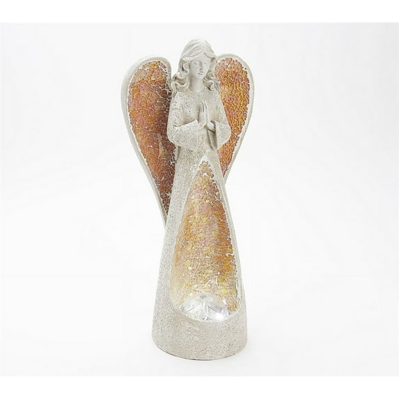 Evergreen Mosaic Angel w/Kaleidoscope Light Rose Gold, 16.1'' x 2.7'' x 2.7'' inches