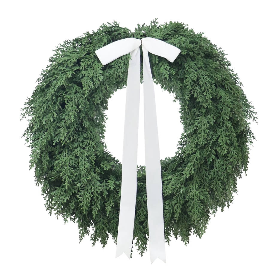Evergreen Natural Feel Norfolk Artificial Christmas Wreath, Green, 22", by My_Texas_House