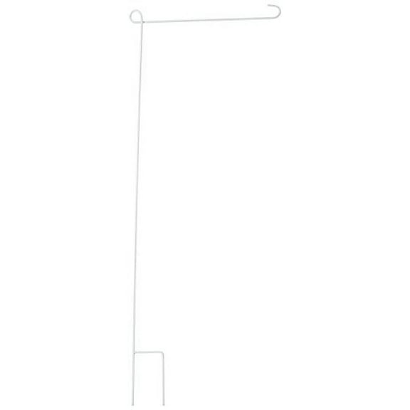 Evergreen One-Piece White Metal Garden Flag Stand