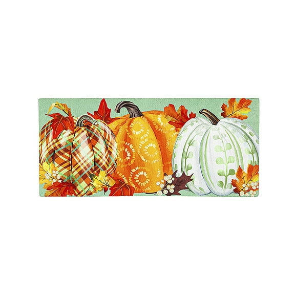 Evergreen 10.00In Printed Fall Pumpkins Sassafras Switch Mat, Rubber, Insert Maple Leaves 432177