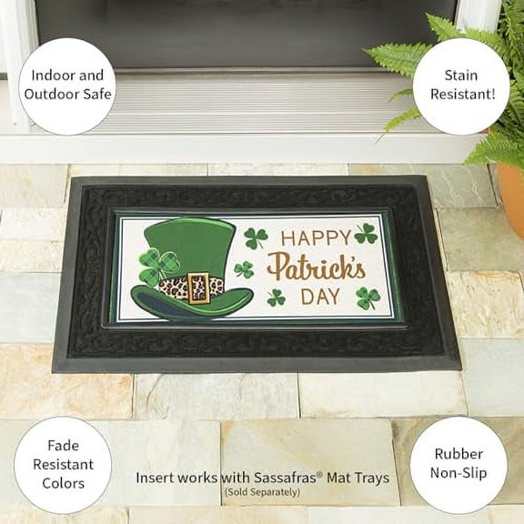 Evergreen Patrick's Day Sassafras Switch Mat Inserts, Interchangeable Front Door Mat Outdoor Entrance, Indoor Door Mats for Entryway, 22 x 10 Inches Sassafras Doormat Inserts (Mult