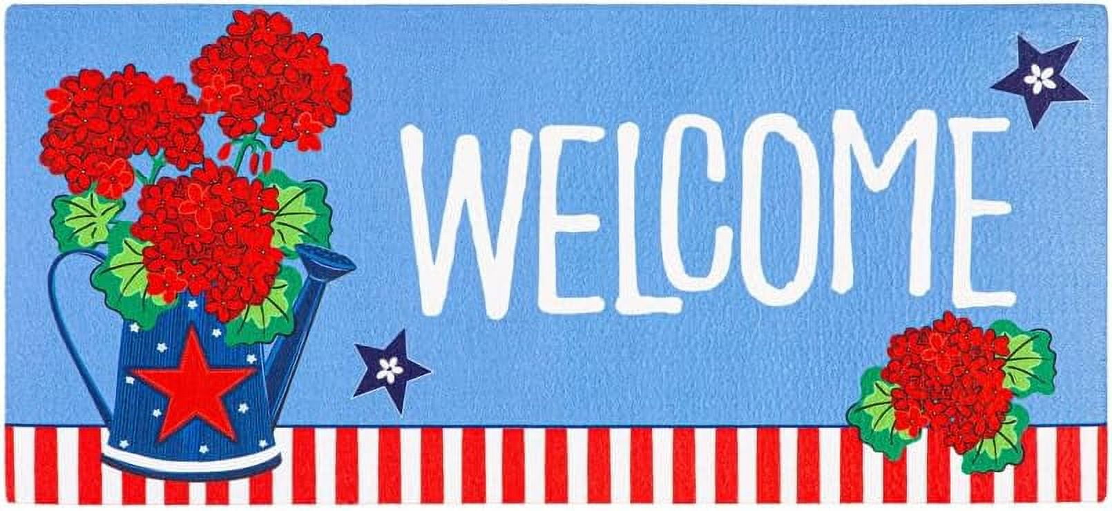 Evergreen Patriotic Geraniums Sassafras Switch Mat Inserts, Interchangeable Front Door Mat