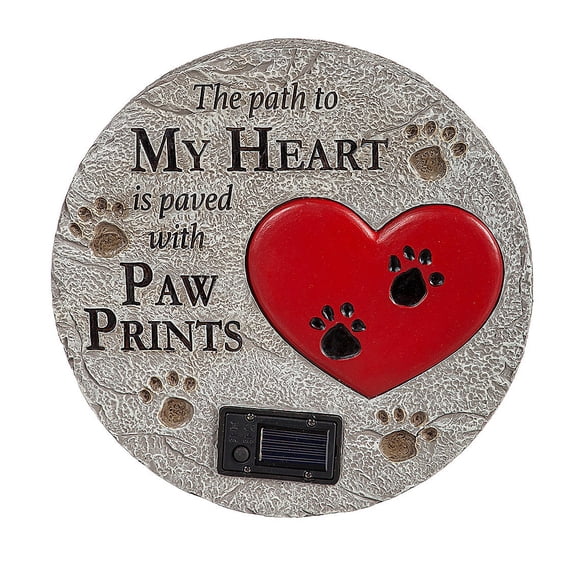 Evergreen Paved with Paw Prints Solar Garden Stone
