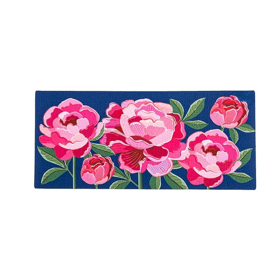 Evergreen Peony Garden Welcome Sassafras Indoor Outdoor Switch Doormat 1'10"x10" Multicolored