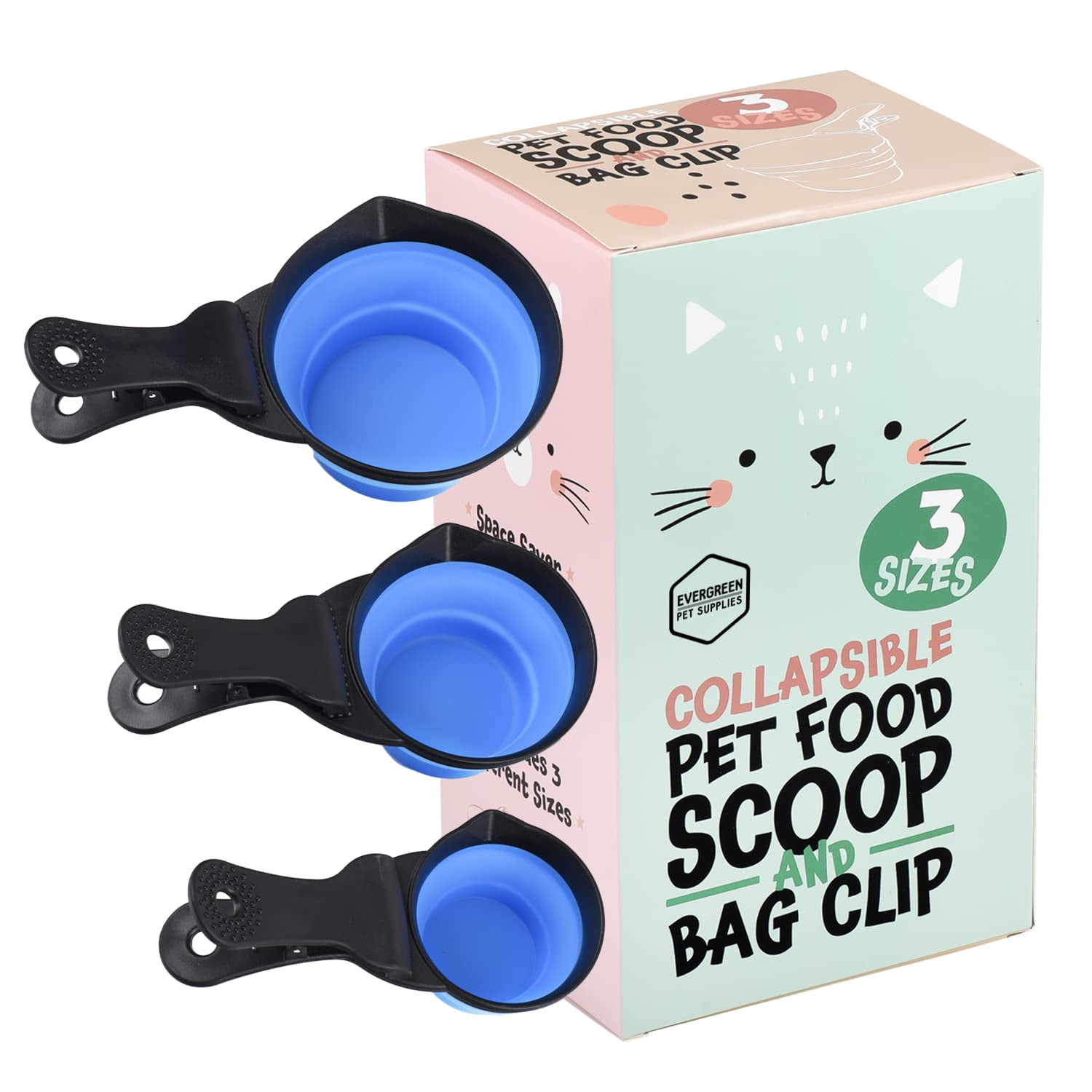 Evergreen Pet Supplies 3 MMF7 Sizes Collapsible Measuring Cups Pet Food