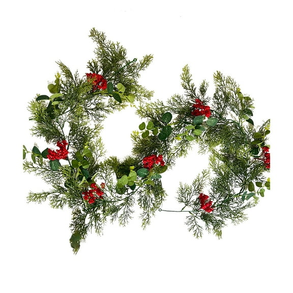 Evergreen Pine Garland Artificial Greenery Christmas Garland Real Touch Natural Cedar Garland Dining Table Fireplace Wall Decoration Christmas Decor