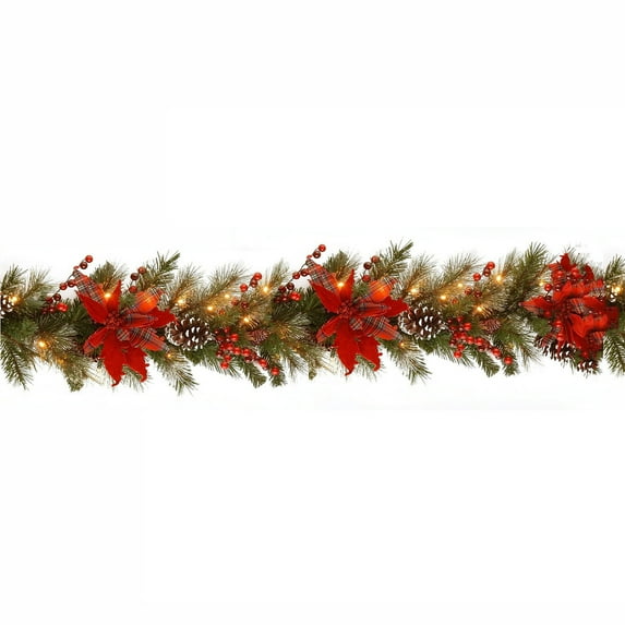 Evergreen Pine Garland Artificial Greenery Christmas Garland Real Touch Natural Cedar Garland Dining Table Fireplace Wall Decoration Christmas Decor