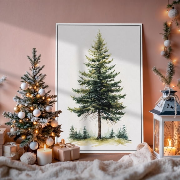 Evergreen Pine Tree Poster Nature Landscape Wall Art Poster Rusticdecor Ready To Hang, Unframed Canvas Size 16x24