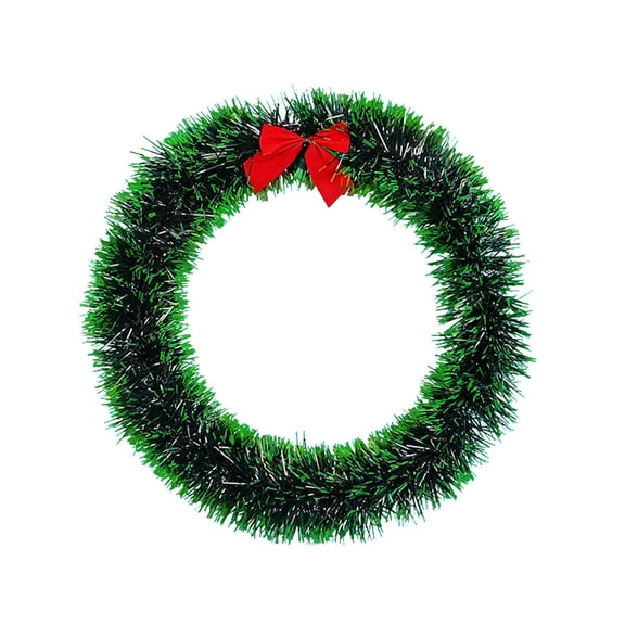 Evergreen Pine Wreath Artificial Greenery Christmas Garland Real Touch Natural Cedar Garland with Red Bow Front Door Wall Window Decoration Christmas Decor 12 inch