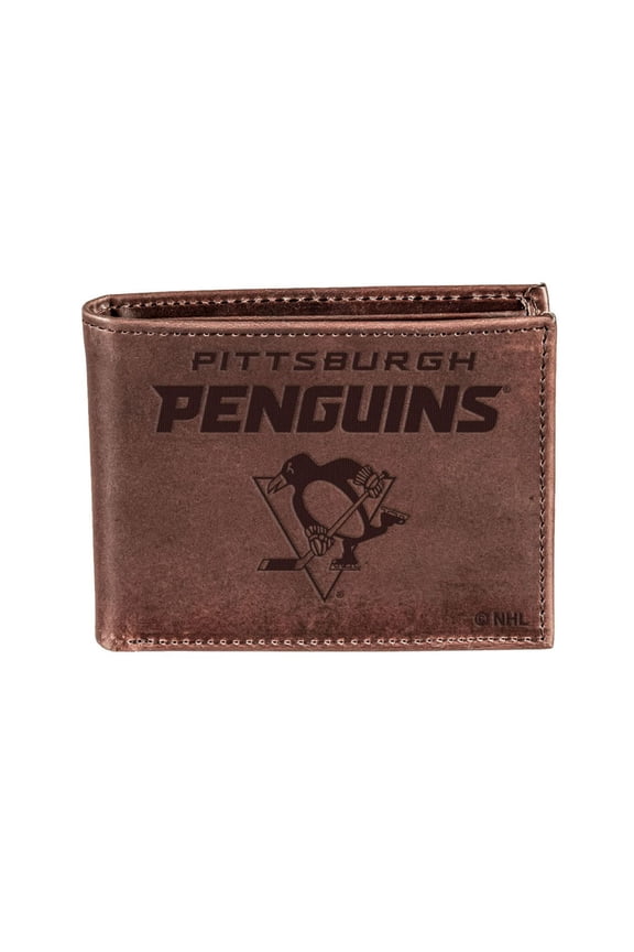 Brown Pittsburgh Penguins Bifold Leather Wallet
