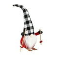 thumbnail image 1 of Evergreen Plush Skiing Gnome Table Decor w Buffalo Check Hat, 1 of 3
