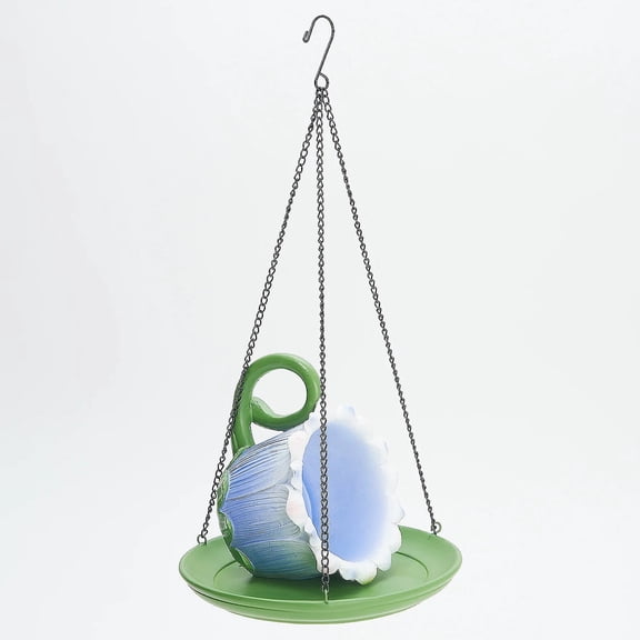 Evergreen Resin teacup birdfeeder, purple