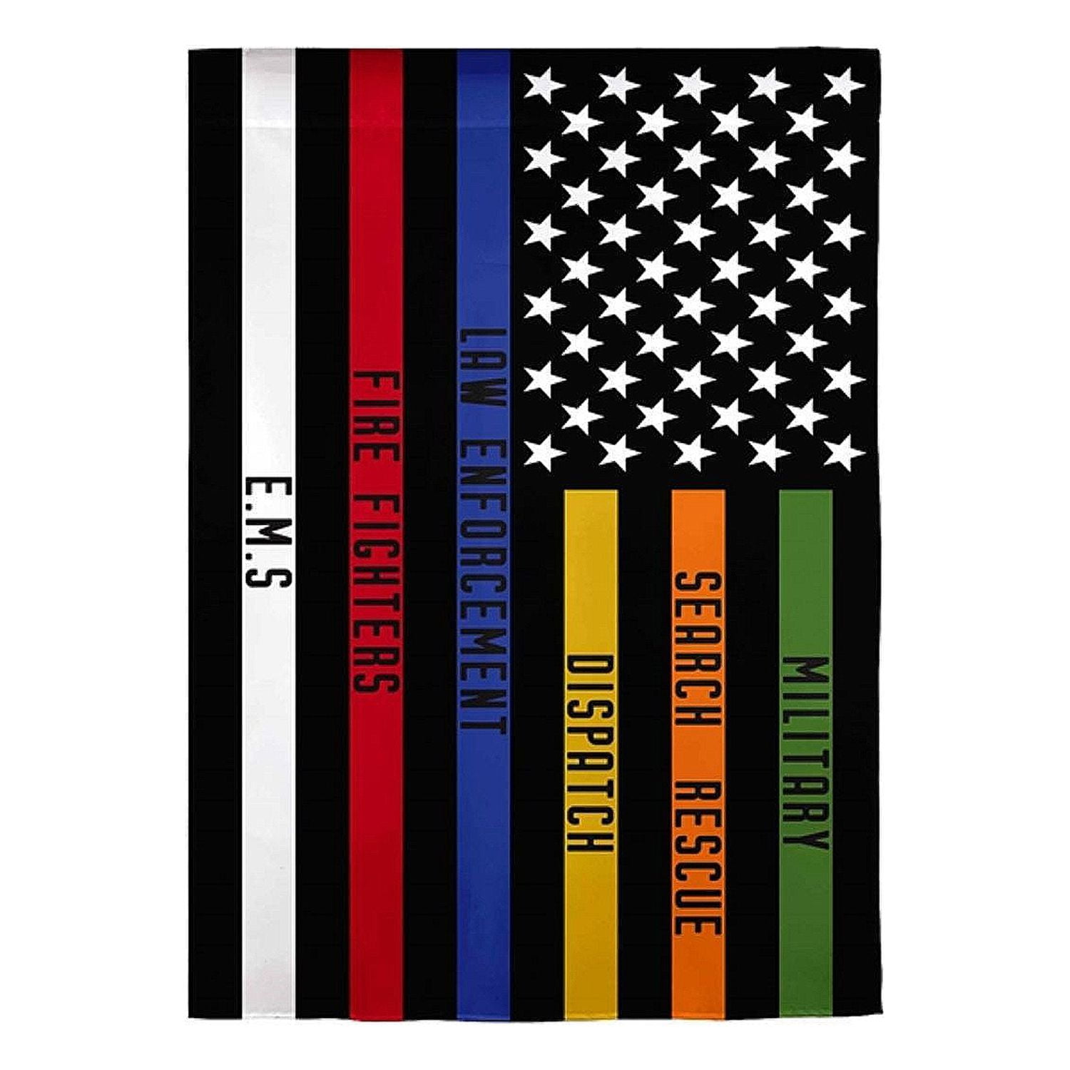 Patriotic Responders Tribute Garden Flag in Suede with Embroidered Services