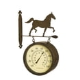 thumbnail image 1 of Evergreen Rusted Horse 2-Sided Outdoor Safe Metal Clock and Thermometer, 1 of 4