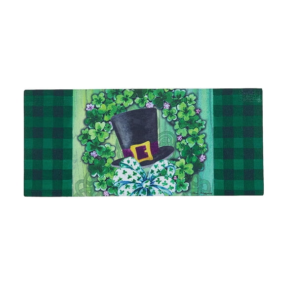 Evergreen Saint Patrick's Lucky Hat Wreath Sassafras Indoor Outdoor Switch Doormat 1'10"x10" Multicolored