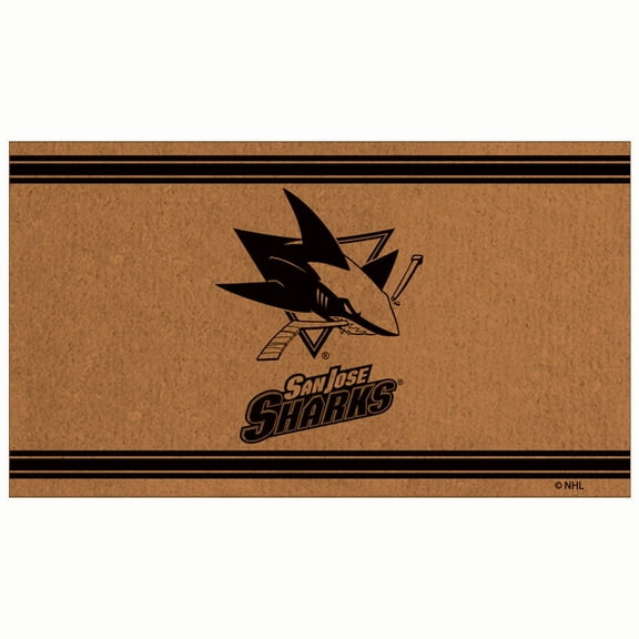 Evergreen San Jose Sharks Logo Turf Mat, Brown- 28 x 16 Inches Indoor Outdoor Doormat
