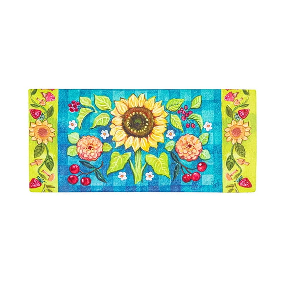 Evergreen Sassafras Switch Mat - Folk Sunflower, 22 x 10 inch Interchangeable Entrance Doormat