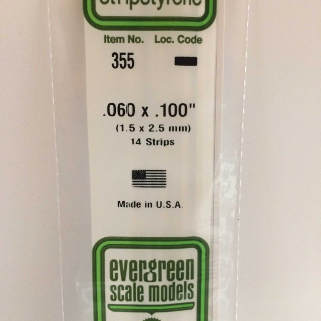 Evergreen Scale Models 24 Strip Pack .060x.100 14 EVG355 Plastic