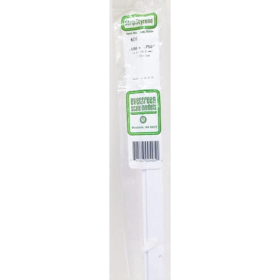 Evergreen Scale Models 405 .188" x .750" x 24" Polystyrene Strips (Pack of 2)
