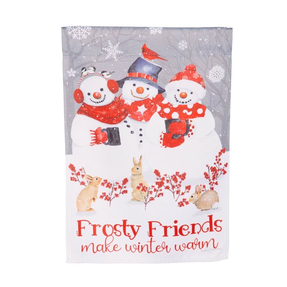 Evergreen Snow Crew Suede Garden Flag 12 x 18 Inches Indoor Outdoor Decor