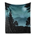 thumbnail image 1 of Evergreen Soft Flannel Fleece Throw Blanket, Nighttime Pattern of Trees Moon Mountains and Bats in the Forest, Cozy Plush for Indoor and Outdoor Use, 50" x 70", Charcoal Grey Cadet Blue, by Ambesonne, 1 of 6