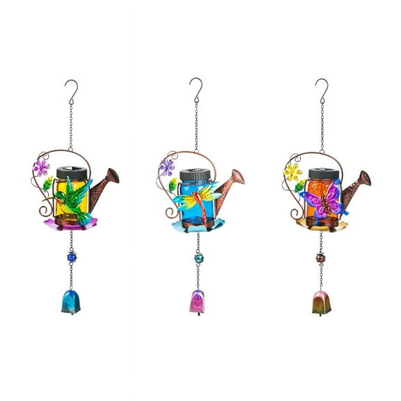 Evergreen Solar Garden Friends Jar Lantern w/Bell, 8.3'' x 4.7'' x 22.8'' inches.