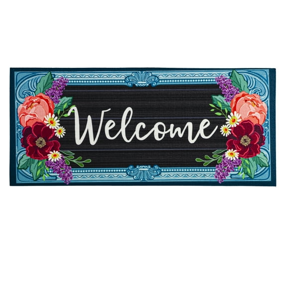 Evergreen Spring Floral Frame Sassafras Indoor Outdoor Switch Doormat 1'10"x10" Multicolored