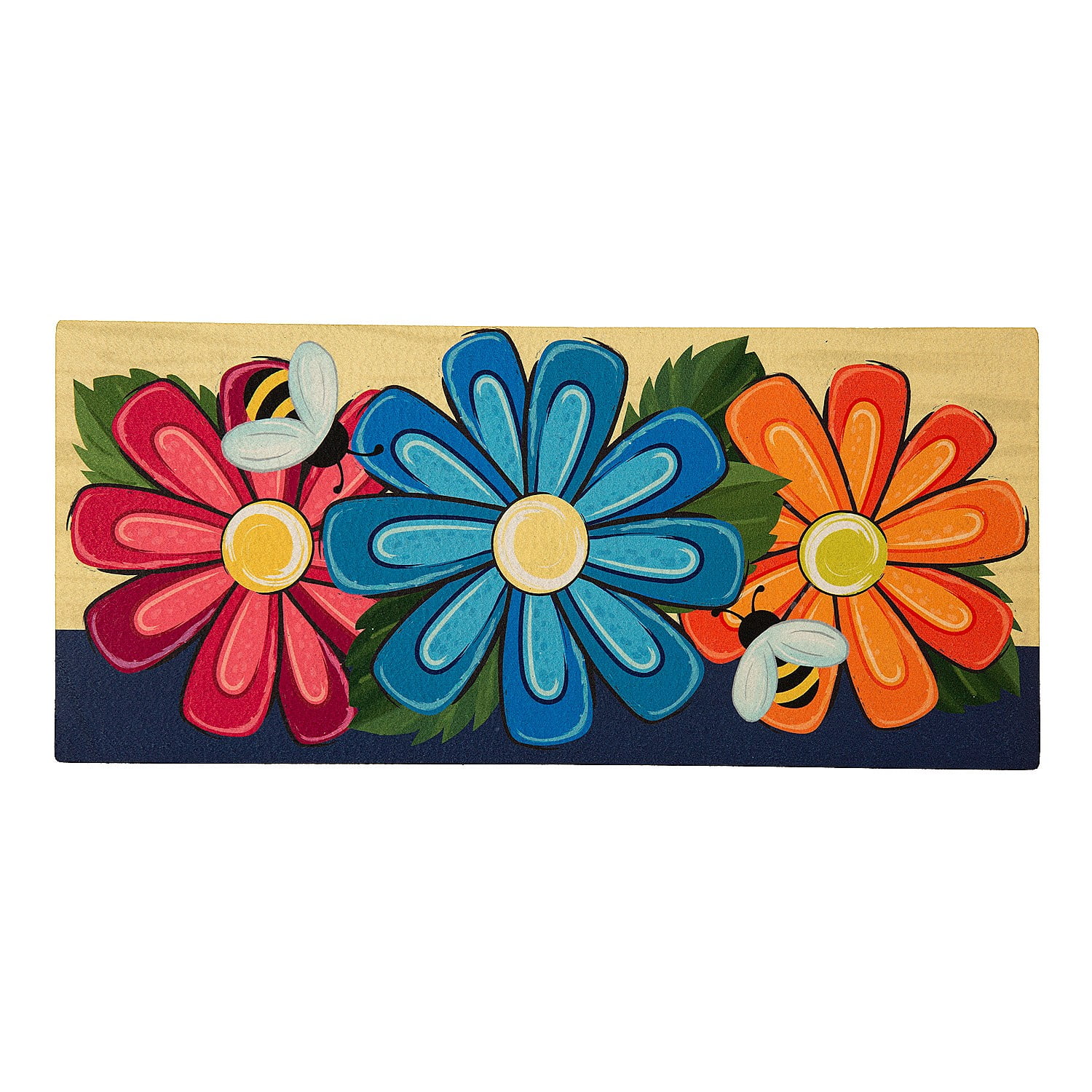 Colorful Floral Rubber Outdoor Switch Doormat 22" x 10"
