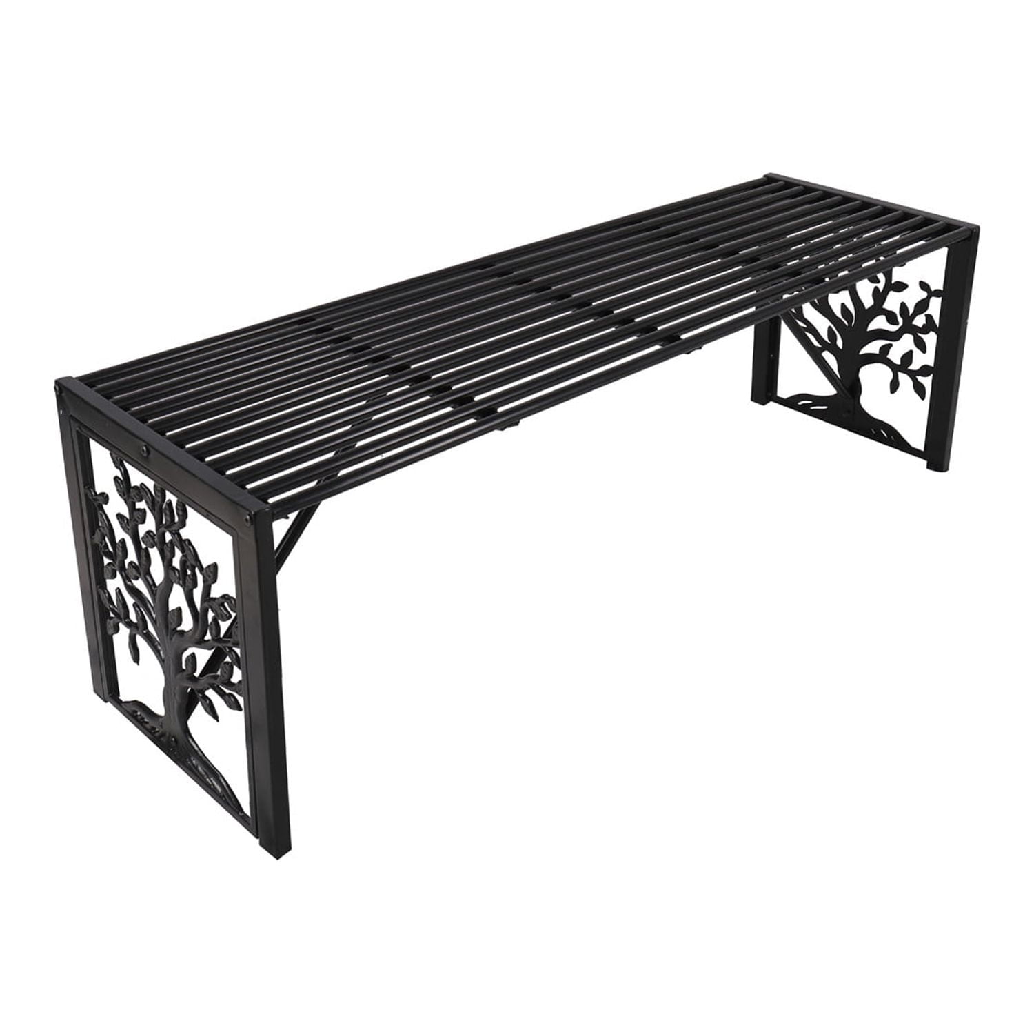 Black Iron Tree of Life Outdoor Garden Bench