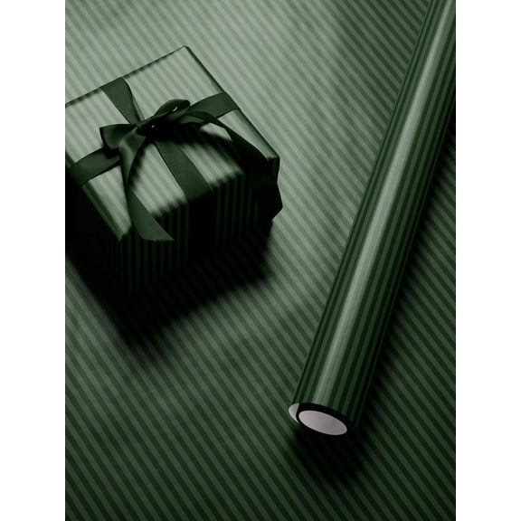 Evergreen Striped Wrapping Paper Holiday Gift Wrap Christmas Party Gift Idea Festive Decor Christmas Present Idea Green Wrapping Paper Roll 58x23in