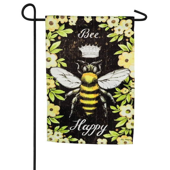 Bee Happy Garden Flag 2 Sided Decorative