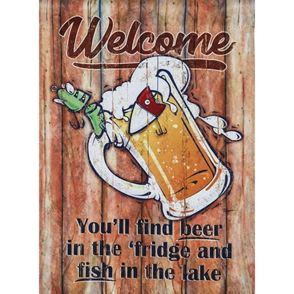 Evergreen Suede Garden Flag - Beer in the Fridge
