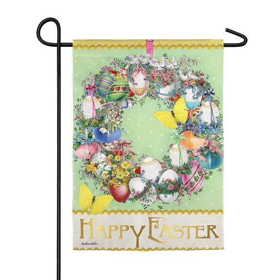 Evergreen Easter Wreath Garden Suede Flag