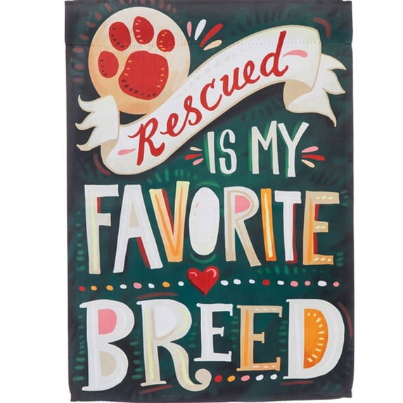 Evergreen Suede Garden Flag - Rescued Is My Favorite Breed
