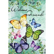 Evergreen Suede Textured Garden Flag -Butterfly Friends, Size - 12.5 x 18