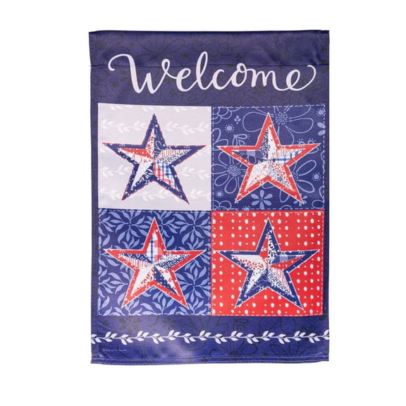 Evergreen Suede Textured Garden Flag - Red, White, and Blue Stars, 12.5 x 18 inch Double Sided