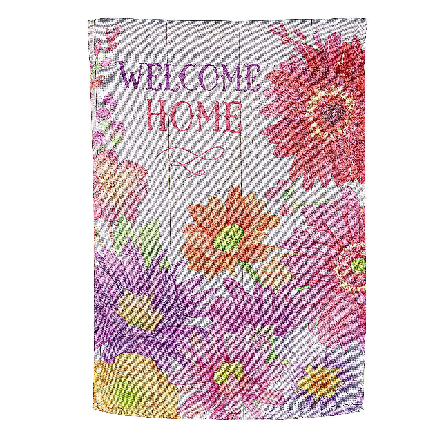 Welcome Home Spring Suede Garden Flag with Floral Design