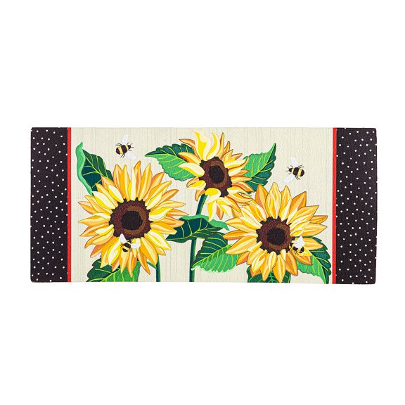Evergreen Sunflowers and Daisies Sassafras Indoor Outdoor Switch Doormat 1'10"x10" Multicolored