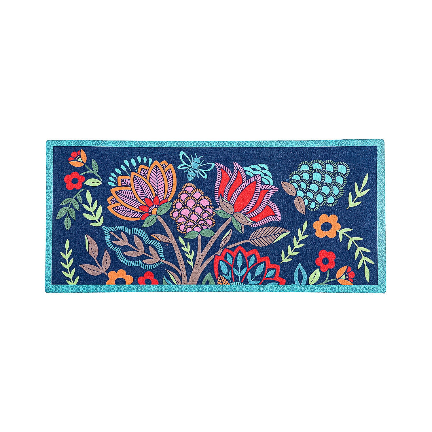 Colorful Floral Garden Outdoor Rubber Doormat 22" x 10"